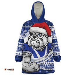 Canterbury Bankstown Bulldogs Ugly Knit Style For Christmas Game Fans Wearable Blanket Hoodie Aussie Oodie
