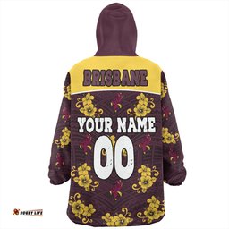 Brisbane Broncos Custom Brisbane Broncos With Maori Patterns Wearable Blanket Hoodie Aussie Oodie