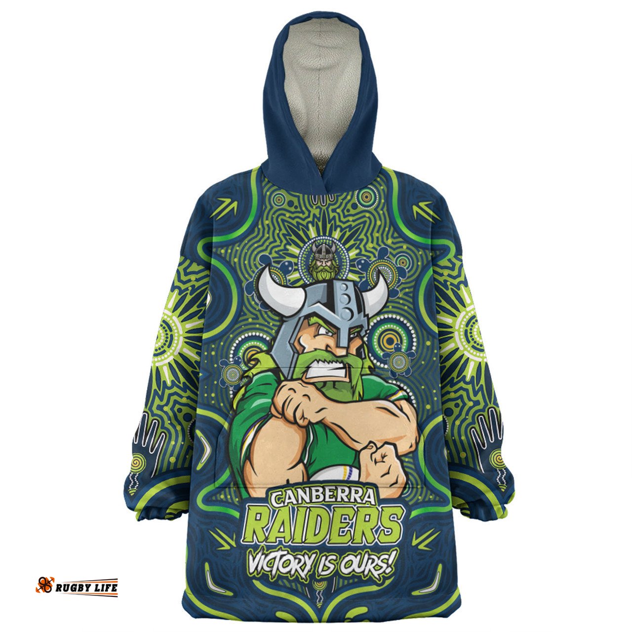 Canberra Raiders Aboriginal Pattern Inspired Victory Is Ours Wearable Blanket Hoodie Aussie Oodie
