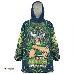 Canberra Raiders Aboriginal Pattern Inspired Victory Is Ours Wearable Blanket Hoodie Aussie Oodie
