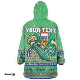 Canberra Raiders Christmas Custom Ugly Xmas And Aboriginal Patterns For Die Hard Fan Wearable Blanket Hoodie Aussie Oodie