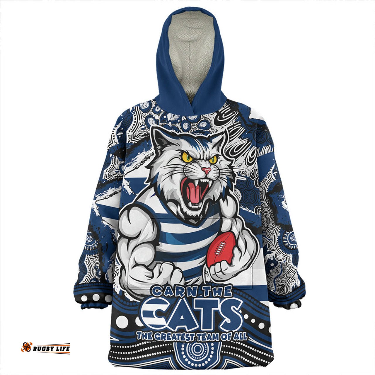 Geelong Cats Blazing Spirit Of Victory Wearable Blanket Hoodie Aussie Oodie