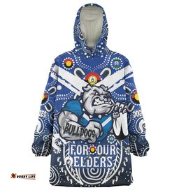 Canterbury Bankstown Bulldogs Naidoc Week Custom Bulldogs Naidoc Week For Our Elders Dot Art Style Wearable Blanket Hoodie Aussie Oodie