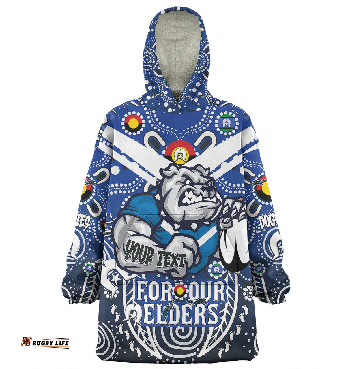 Canterbury Bankstown Bulldogs Naidoc Week Custom Bulldogs Naidoc Week For Our Elders Dot Art Style Wearable Blanket Hoodie Aussie Oodie