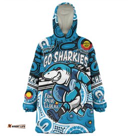 Cronulla Sutherland Sharks Naidoc Week Custom Sharkies Naidoc Week For Our Elders Dot Art Sharks Go Sharkies Wearable Blanket Hoodie Aussie Oodie