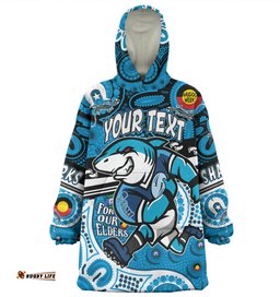Cronulla Sutherland Sharks Naidoc Week Custom Sharkies Naidoc Week For Our Elders Dot Art Sharks Go Sharkies Wearable Blanket Hoodie Aussie Oodie