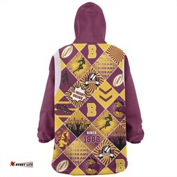 Brisbane Broncos Argyle Patterns Style Tough Fan Rugby For Life Wearable Blanket Hoodie Aussie Oodie