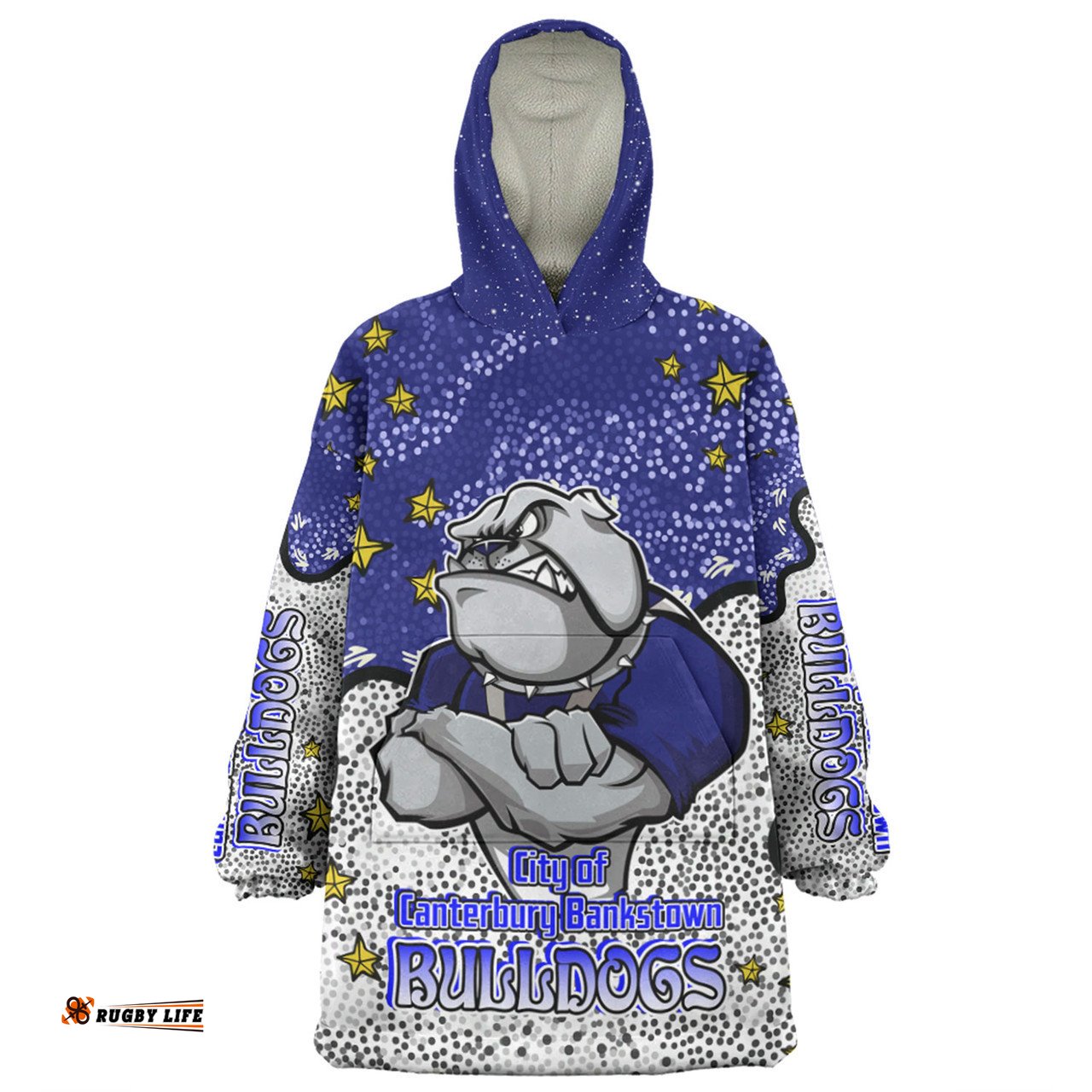 Canterbury Bankstown Bulldogs Custom Team With Dot And Star Patterns For Tough Fan Wearable Blanket Hoodie Aussie Oodie