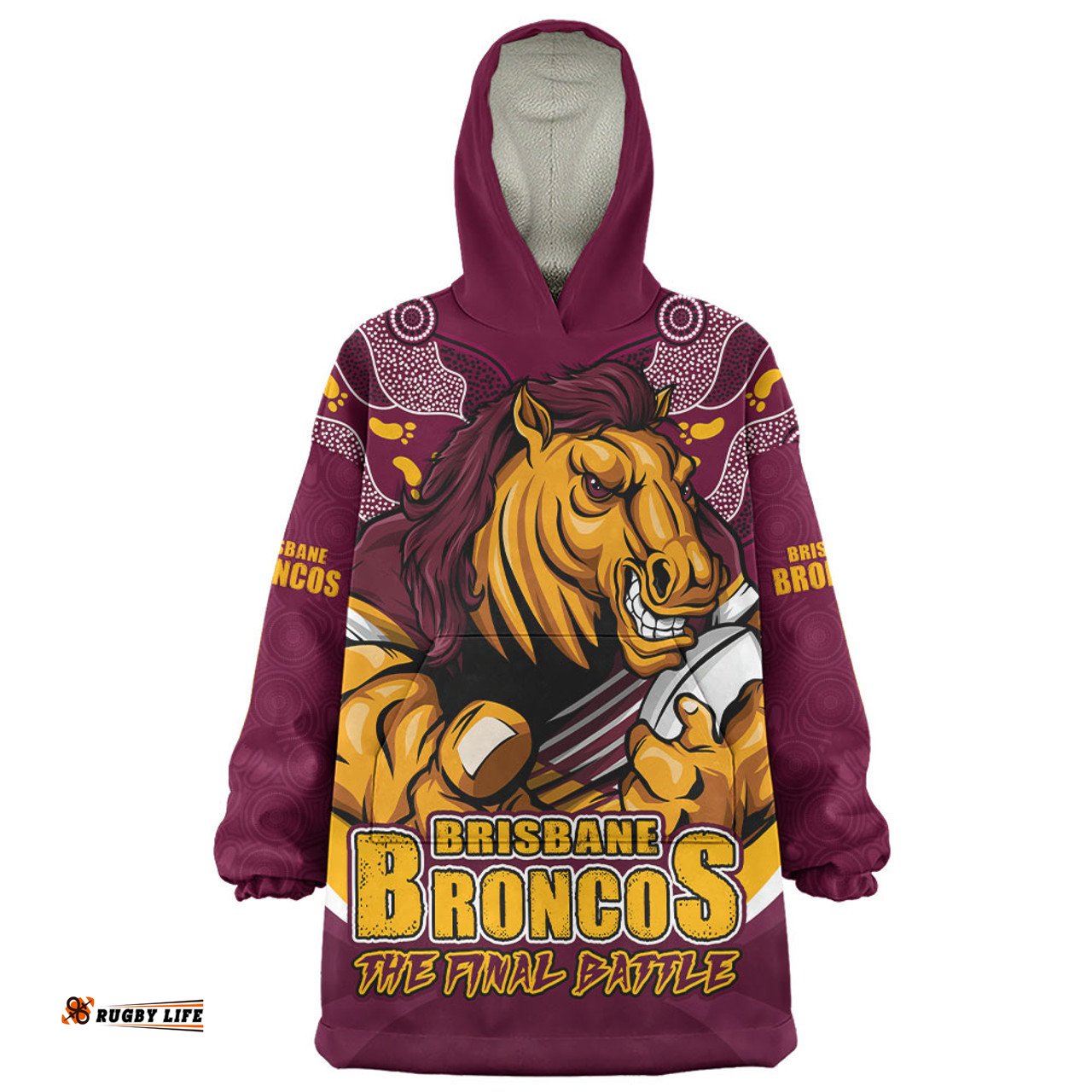 Brisbane Broncos Final Clash Battle Edition Wearable Blanket Hoodie Aussie Oodie