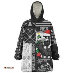 Collingwood Merry Christmas Knit Style Festive Spirit Wearable Blanket Hoodie Aussie Oodie