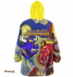 Brisbane Broncos Vs North Queensland Cowboys Custom Wearable Blanket Hoodie Aussie Oodie