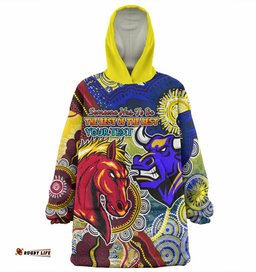 Brisbane Broncos Vs North Queensland Cowboys Custom Wearable Blanket Hoodie Aussie Oodie