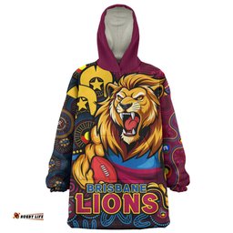 Brisbane Lions NAIDOC Spirit Of Country Wearable Blanket Hoodie Aussie Oodie