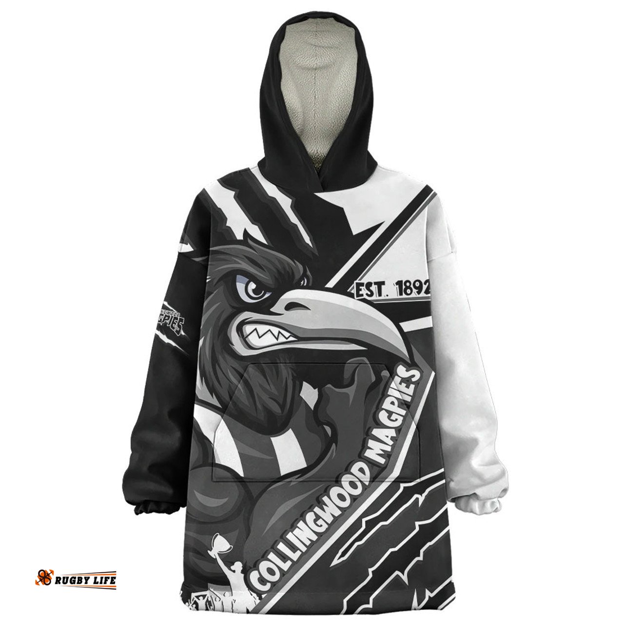 Collingwood Battlefield Glory Gear Wearable Blanket Hoodie Aussie Oodie