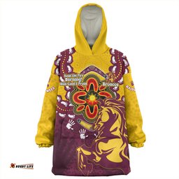 Brisbane Broncos Aboriginal Inspired Naidoc Symbol Pattern Wearable Blanket Hoodie Aussie Oodie