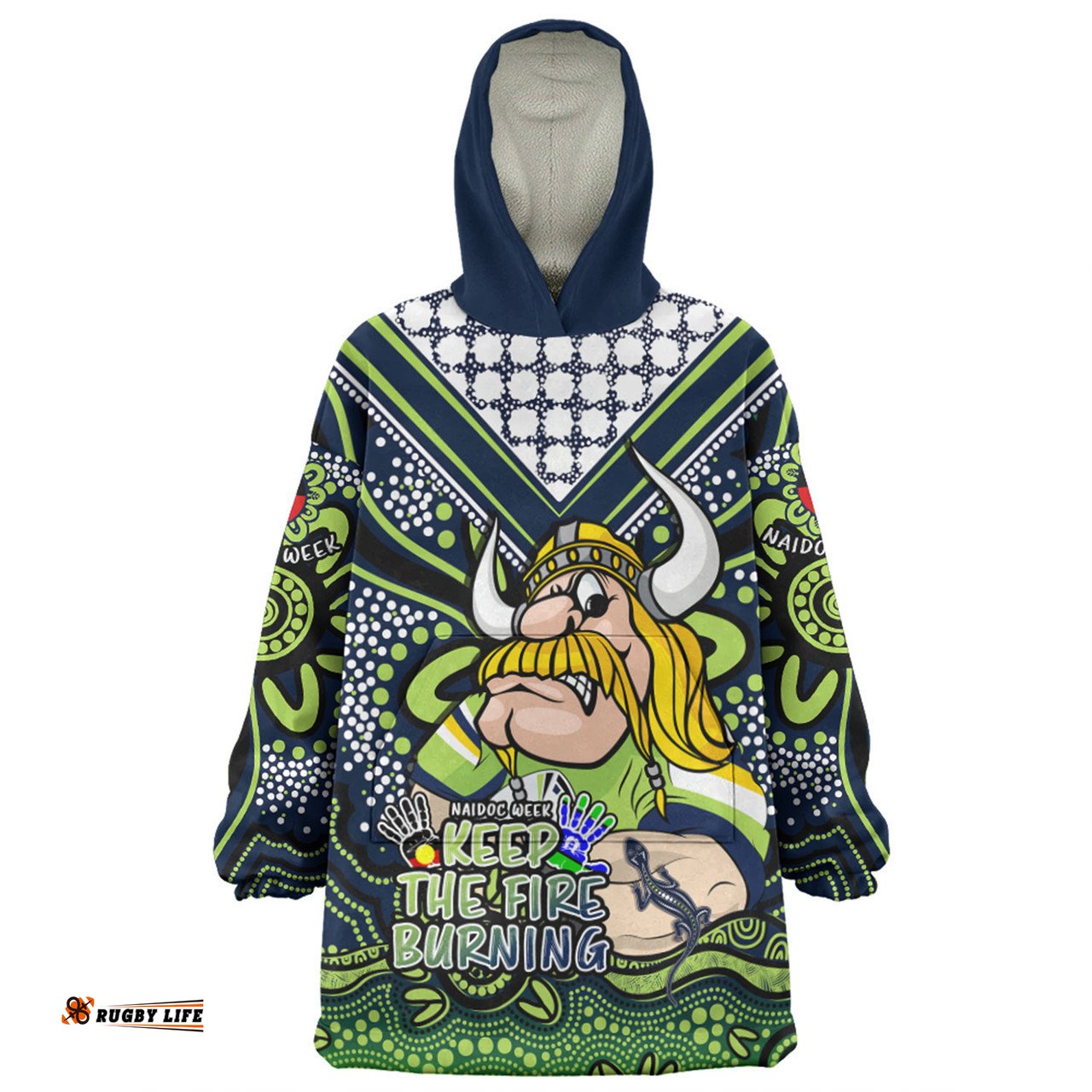Canberra Raiders Aboriginal Inspired Naidoc Week Custom For Die Hard Fan Supporters Wearable Blanket Hoodie Aussie Oodie