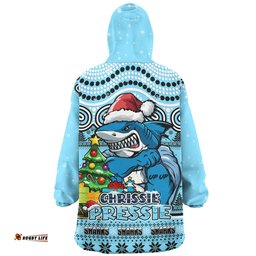 Cronulla Sutherland Sharks Aussie Ugly Christmas For Die Hard Fan Supporters Wearable Blanket Hoodie Aussie Oodie