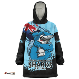 Cronulla Sutherland Sharks Heart Of A Fighter Tough And Fearless Wearable Blanket Hoodie Aussie Oodie