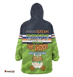 Canberra Raiders Father's Day Screaming Dad and Crazy Fan Wearable Blanket Hoodie Aussie Oodie
