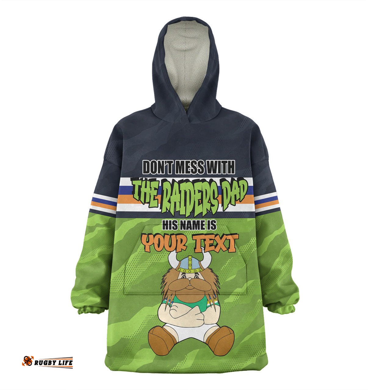 Canberra Raiders Father's Day Screaming Dad and Crazy Fan Wearable Blanket Hoodie Aussie Oodie