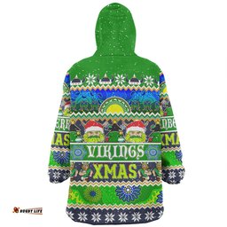 Canberra Raiders Christmas Aboriginal Custom Indigenous Knitted Ugly Xmas Style Wearable Blanket Hoodie Aussie Oodie
