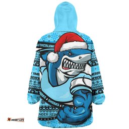 Cronulla Sutherland Sharks Ugly Knit Style For Christmas Game Fans Wearable Blanket Hoodie Aussie Oodie