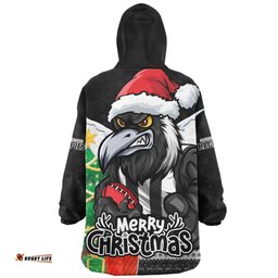 Collingwood Santa Scoring Touchdown On Christmas Game Day Wearable Blanket Hoodie Aussie Oodie