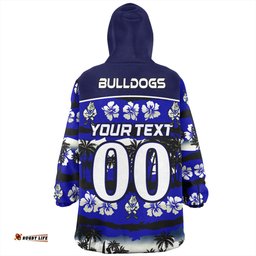 Canterbury Bankstown Bulldogs Tropical Hibiscus and Coconut Trees Wearable Blanket Hoodie Aussie Oodie