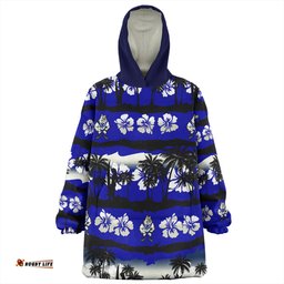 Canterbury Bankstown Bulldogs Tropical Hibiscus and Coconut Trees Wearable Blanket Hoodie Aussie Oodie