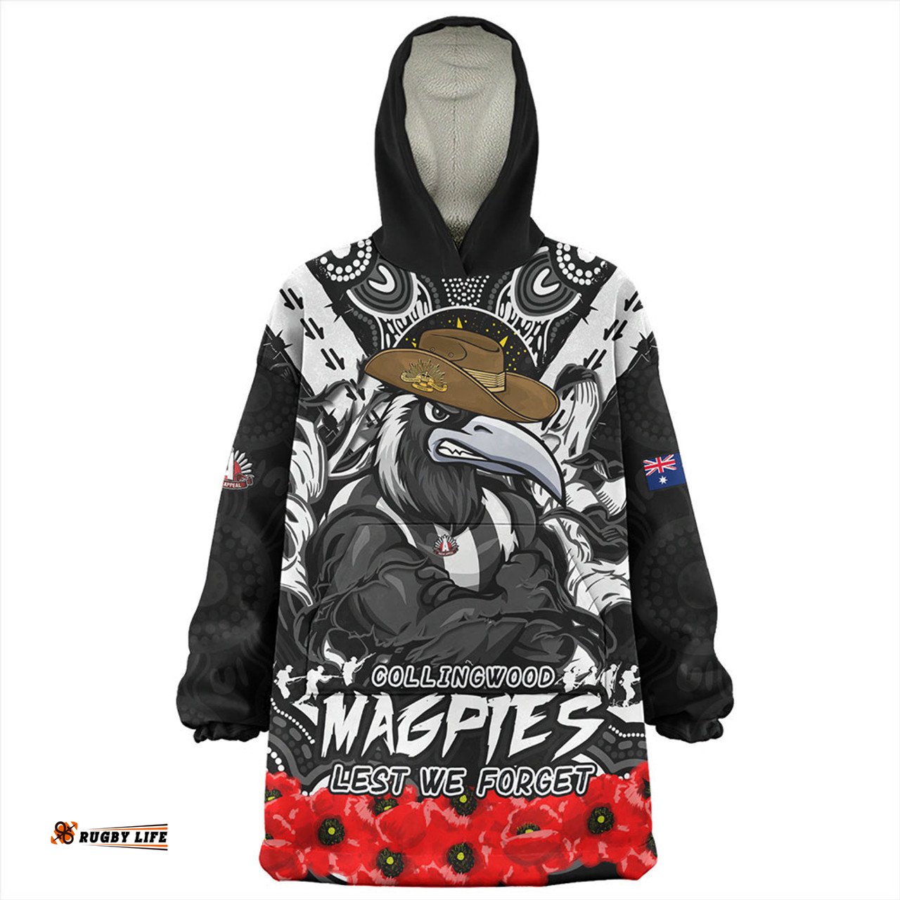 Collingwood Ripped Legacy Of The Game The ANZAC Spirit Lives On Wearable Blanket Hoodie Aussie Oodie