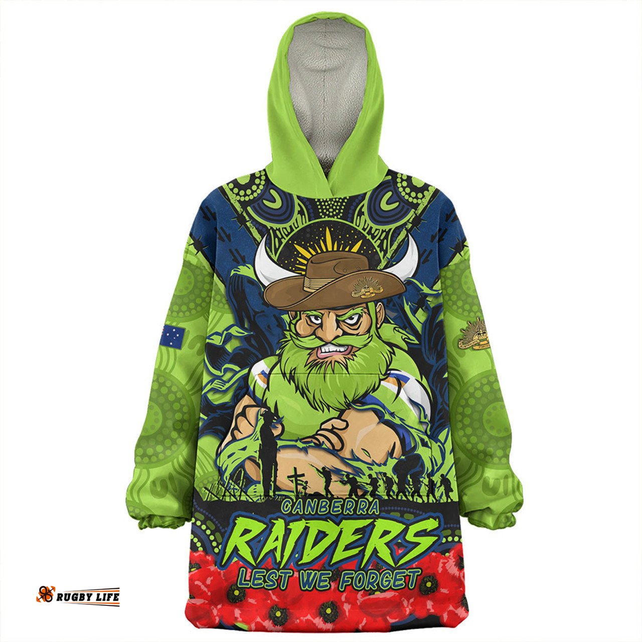Canberra Raiders Ripped Legacy Of The Game The ANZAC Spirit Lives On Wearable Blanket Hoodie Aussie Oodie