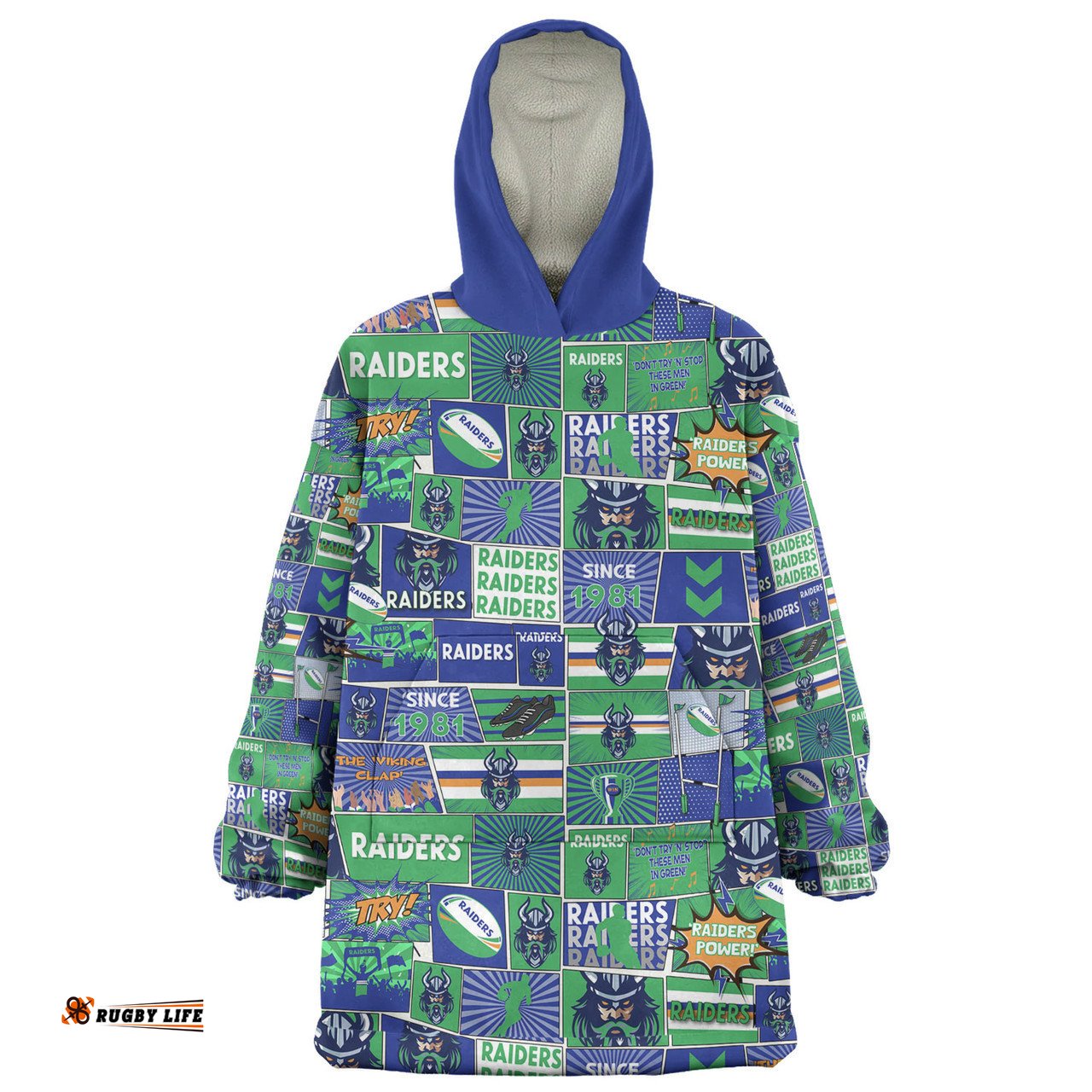 Canberra Raiders Team Of Us Die Hard Fan Supporters Comic Style Wearable Blanket Hoodie Aussie Oodie