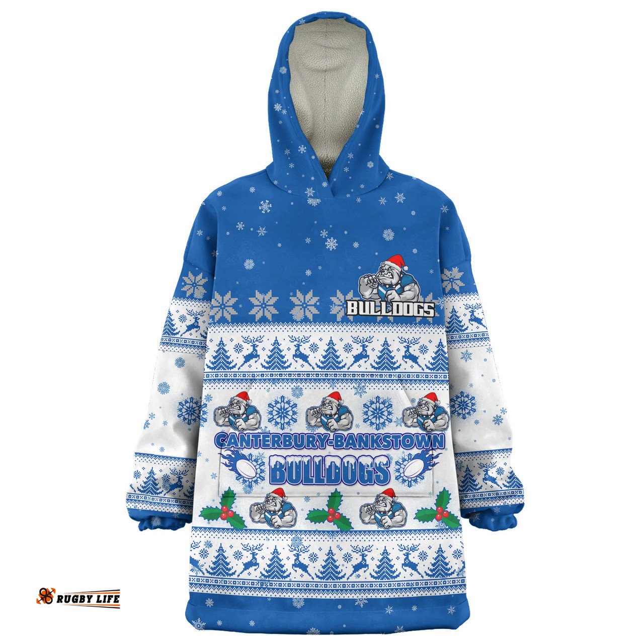 Canterbury Bankstown Bulldogs Christmas Custom Special Ugly Christmas Wearable Blanket Hoodie Aussie Oodie
