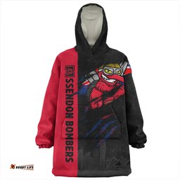 Essendon Burning Passion Of Power Scratch Style Wearable Blanket Hoodie Aussie Oodie