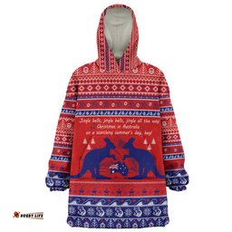 Australian Christmas Carol Christmas Jingle Bells Ugly Style Wearable Blanket Hoodie Aussie Oodie