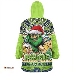 Canberra Raiders Aboriginal Xmas Special Ugly Christmas Style Wearable Blanket Hoodie Aussie Oodie