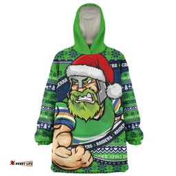 Canberra Raiders Ugly Knit Style For Christmas Game Fans Wearable Blanket Hoodie Aussie Oodie