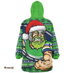 Canberra Raiders Ugly Knit Style For Christmas Game Fans Wearable Blanket Hoodie Aussie Oodie