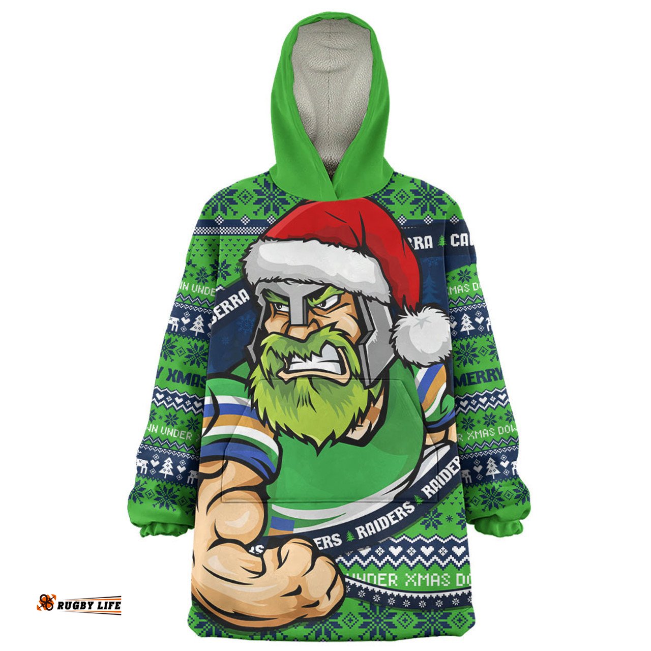 Canberra Raiders Ugly Knit Style For Christmas Game Fans Wearable Blanket Hoodie Aussie Oodie