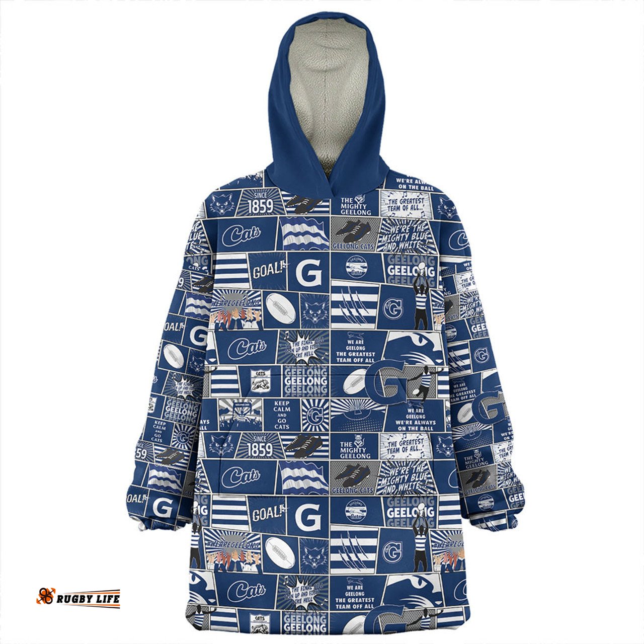 Geelong Cats Legacy Of The Pride Comic Style Wearable Blanket Hoodie Aussie Oodie