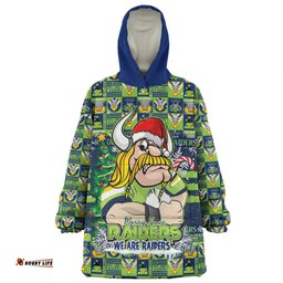 Canberra Raiders Merry Ugly Christmas Comic Style Wearable Blanket Hoodie Aussie Oodie