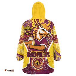 Brisbane Broncos Custom Go Mighty Broncos Indigenous Art Personalised Player Name And Number Wearable Blanket Hoodie Aussie Oodie