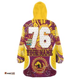 Brisbane Broncos Custom Go Mighty Broncos Indigenous Art Personalised Player Name And Number Wearable Blanket Hoodie Aussie Oodie