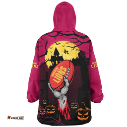 Brisbane Lions Full Moon Fever Halloween Supporter Wearable Blanket Hoodie Aussie Oodie