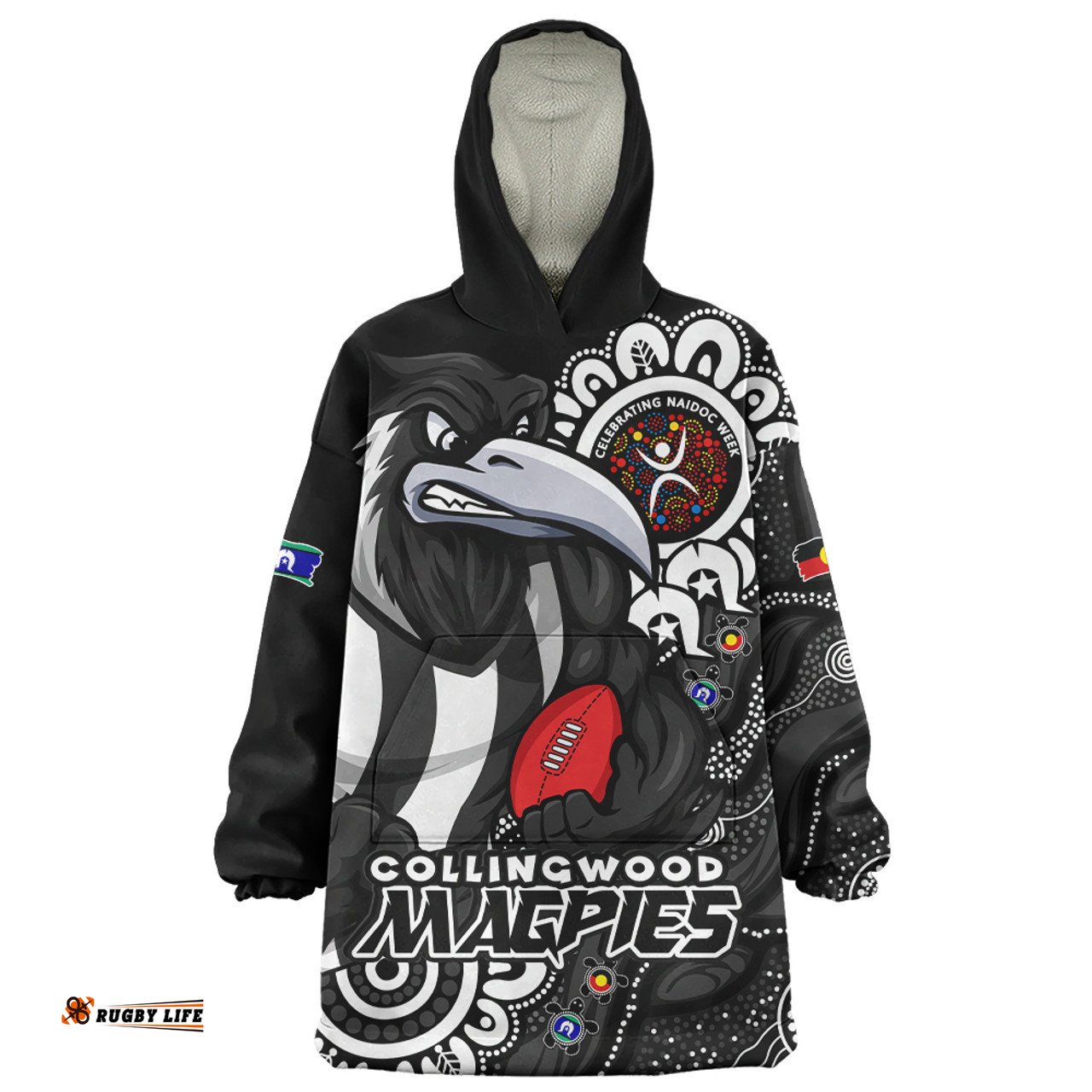 Collingwood Power Through Generations NAIDOC Edition Wearable Blanket Hoodie Aussie Oodie