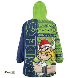 Canberra Raiders Merry Ugly Xmas Nordic Pattern Style Wearable Blanket Hoodie Aussie Oodie