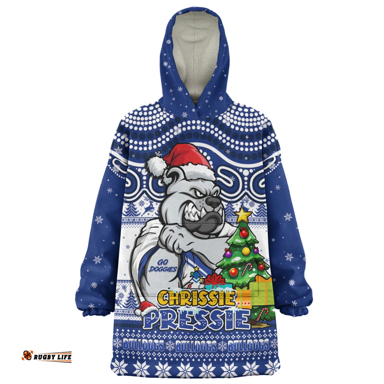 Canterbury Bankstown Bulldogs Aussie Ugly Christmas For Die Hard Fan Supporters Wearable Blanket Hoodie Aussie Oodie