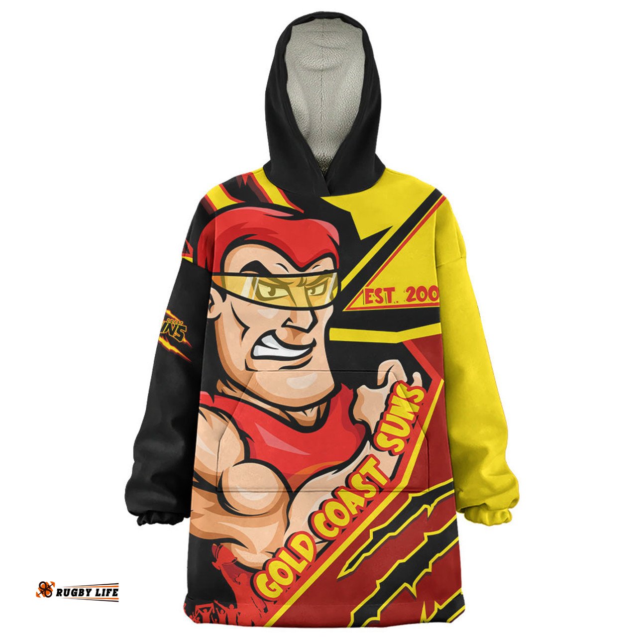 Gold Coast SUNS Battlefield Glory Gear Wearable Blanket Hoodie Aussie Oodie