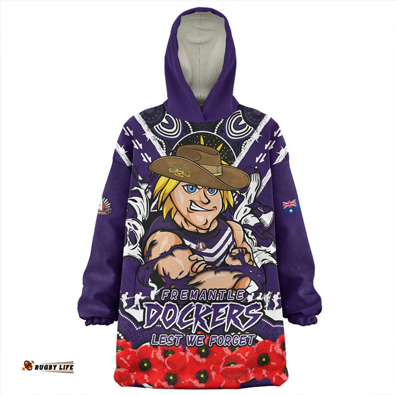 Fremantle Ripped Legacy Of The Game The ANZAC Spirit Lives On Wearable Blanket Hoodie Aussie Oodie