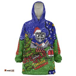 New Zealand Warriors Christmas Custom Let's Get Lit Chrisse Pressie Wearable Blanket Hoodie Aussie Oodie
